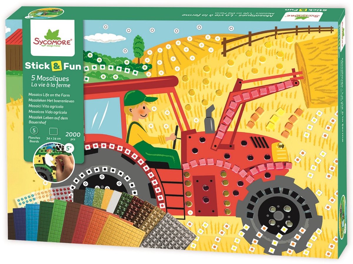 Sycomore XL Mozaïek Speelgoed - Stick'N Fun Boerderij - Creatief knutselen.