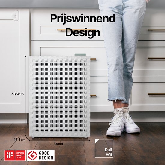 Coway Airmega 150 Luchtreiniger - Air Purifier - 281 m³/u - Wasbaar pre-filter + HEPA filter + koolstoffilter - Verwijdert tot 99,97% van ultrafijne deeltjes - Tegen stof, pollen en allergenen - Fluisterstil (20 dB) - ECARF & Quiet Mark - Wit