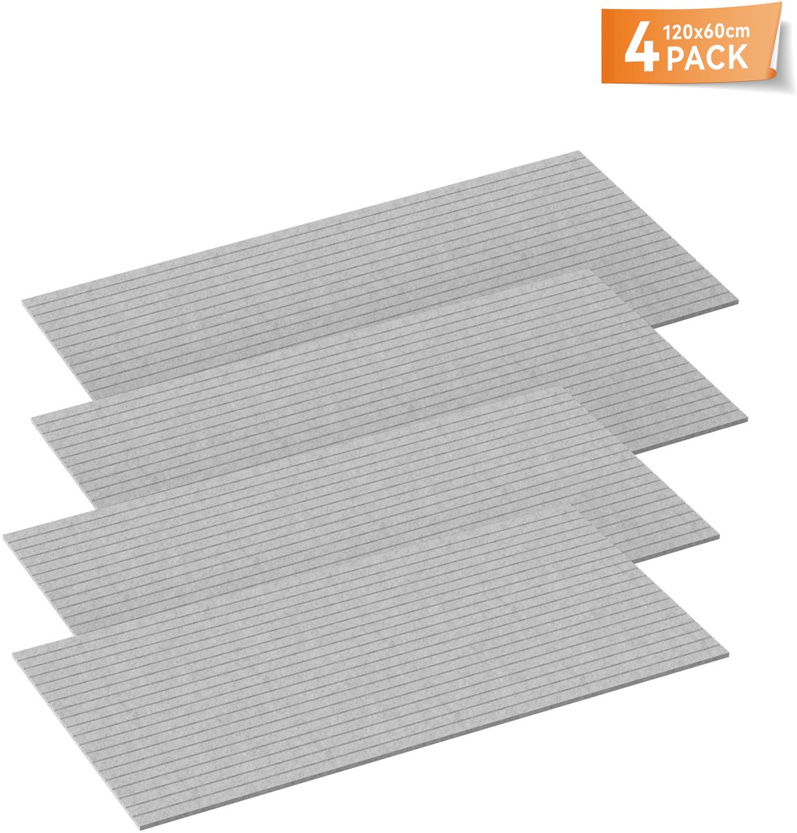Aufun Rechthoekige Akoestische Panelen 120x60cm Lichtgrijs - 4 Stuks Zelfklevende Wandbekleding