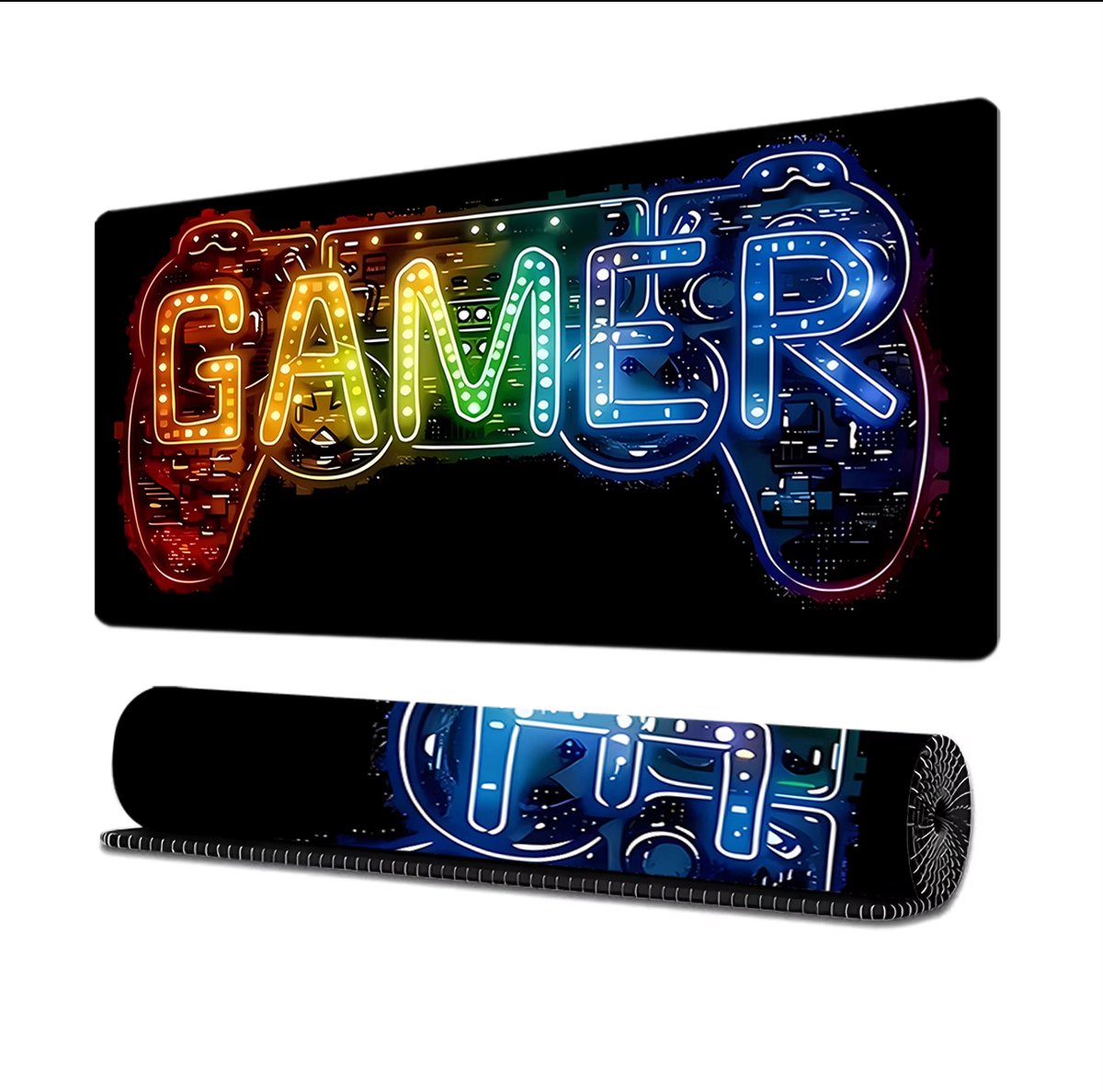 XXL Gaming Mouse Pad 800×300 – Neon Gamer Design – Grote Bureau Muismat – Antislip Rubber