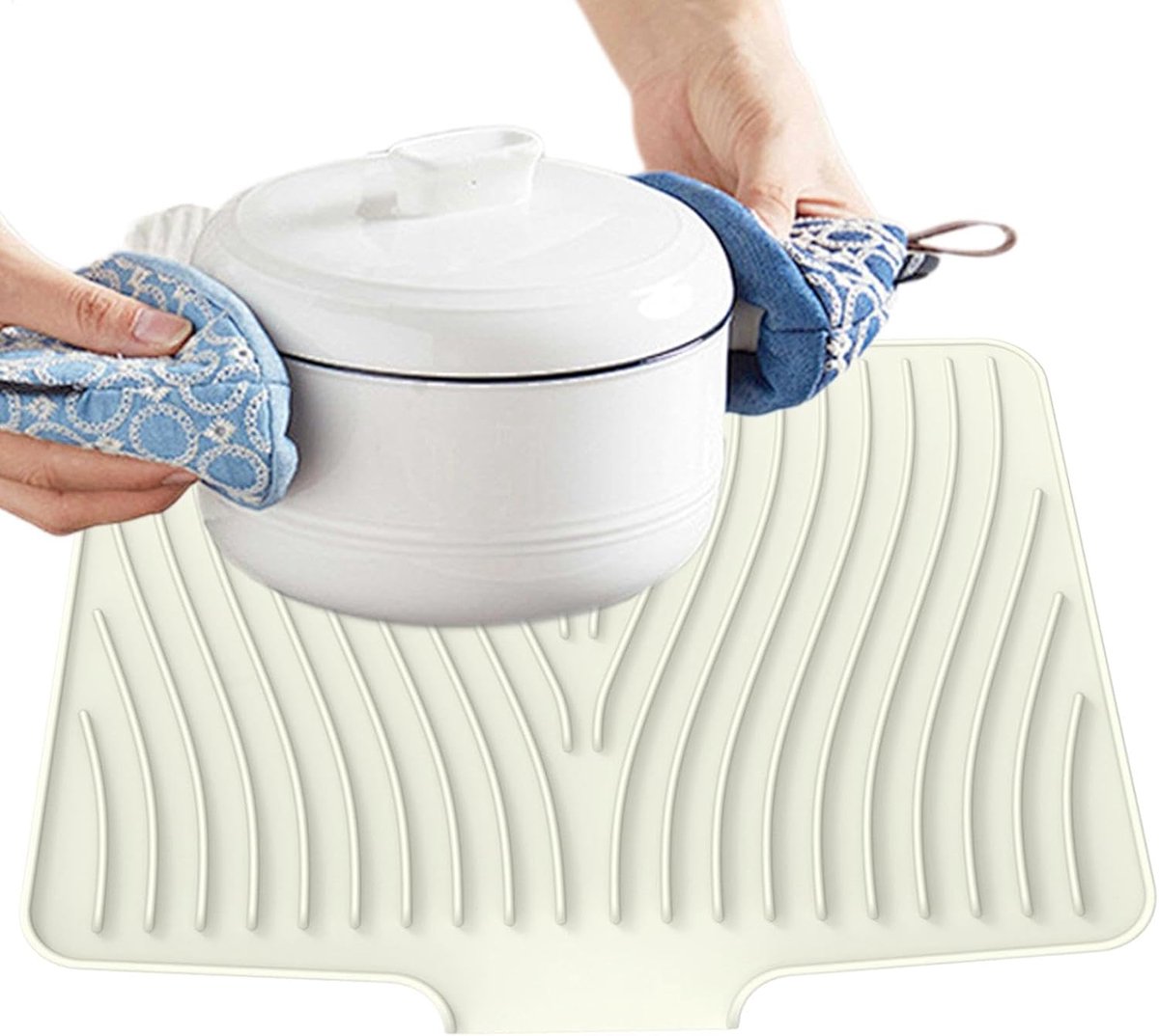 OIMG Siliconen afwasmat - groot - 40x33cm - Afdruiprekken - Droogmat - Afwassen - met een ophanggat - bespaart opbergruimte - Afwatering - Vaatwassen - Huishouden - hittebestendige - Kraanmat - Antislip - wit