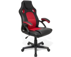 LifeGoods Gaming Stoel - Gamestoel - Verstelbaar in Hoogte - Comfortabele Gaming Chair - Kunstleer - Rood/Zwart