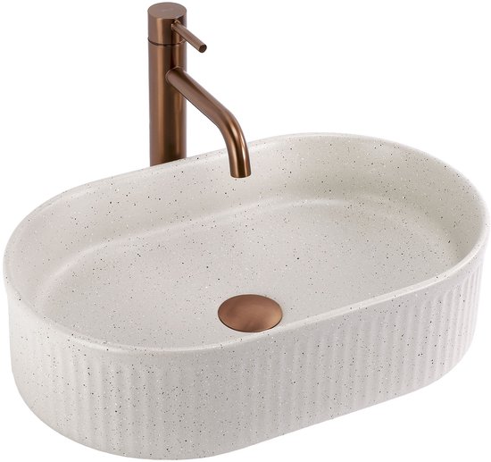 Rea Vanda 48 - Lavabo à poser sur le plan de travail – Sand - ovale - 49 x 31 x 13 cm