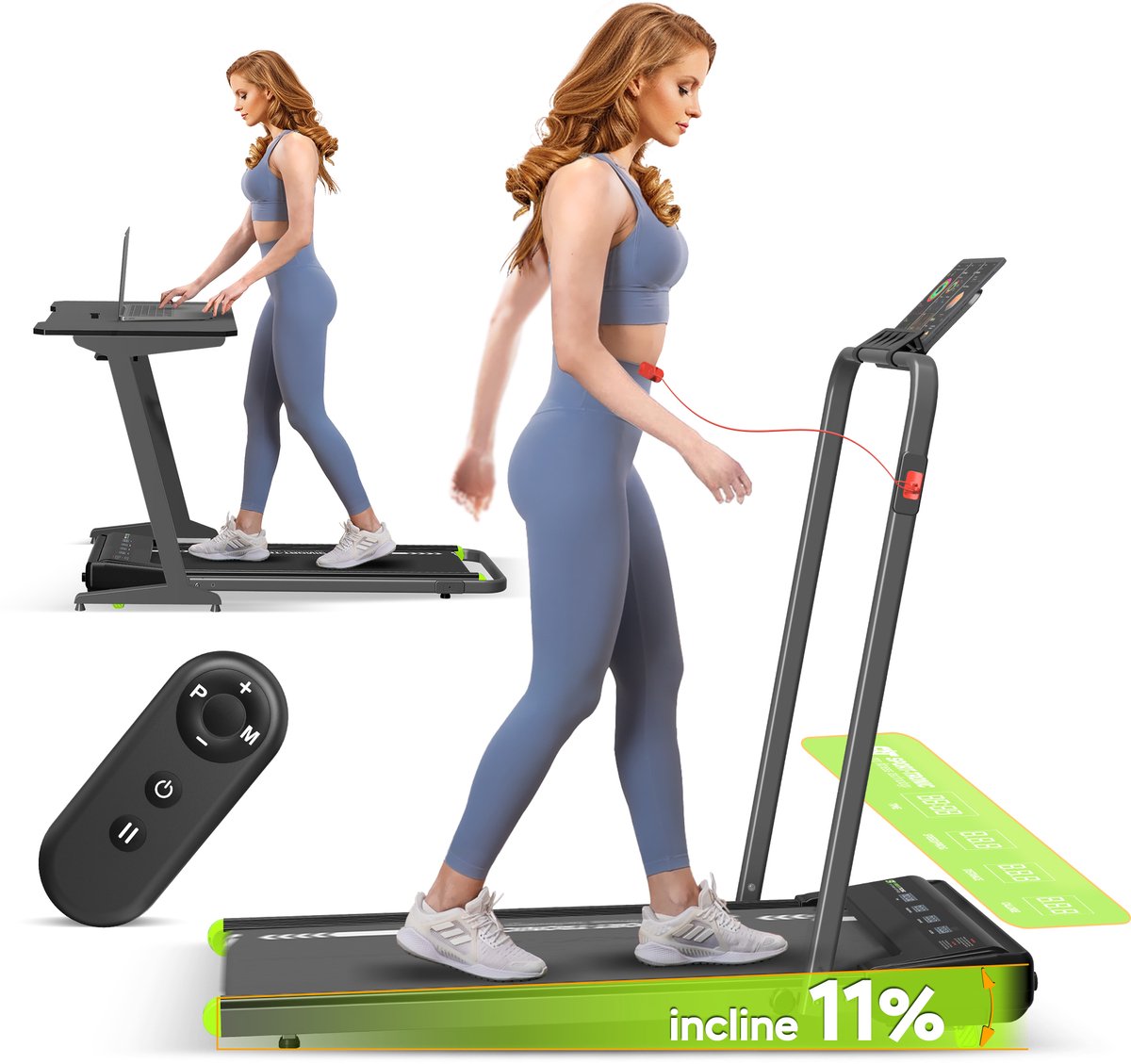 Turbotronic ST-520 Loopband Inklapbaar – Walking Pad Treadmill – Snelheid 0-10 km/u – Compact & Stil - Loopband voor Thuis