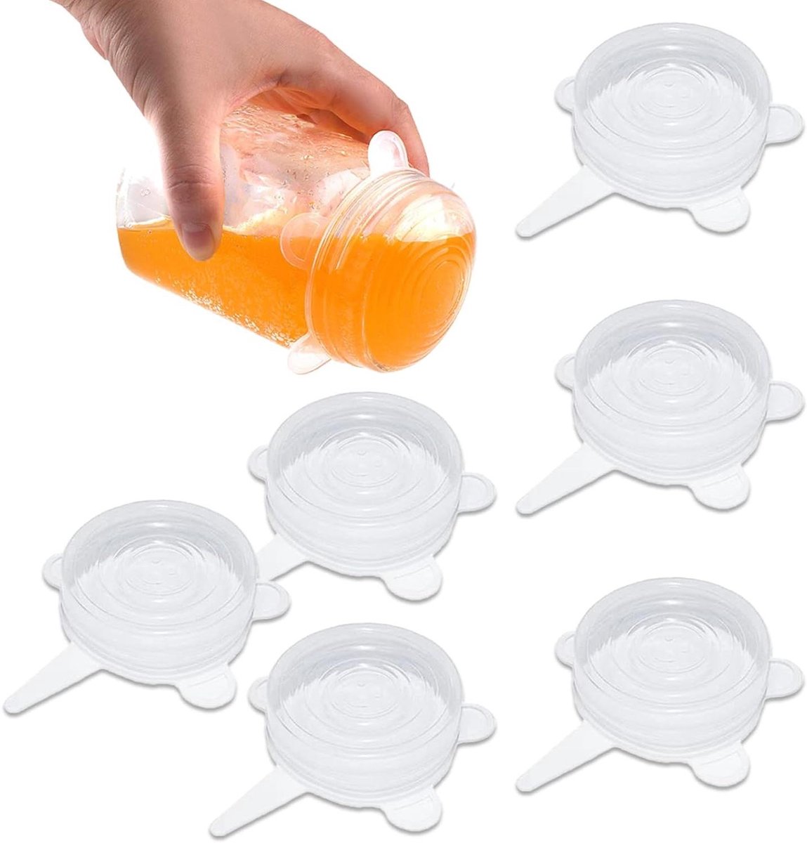 Rekbare siliconen deksels voor voedselopslag en yoghurtbekers - Set van 6 stuks