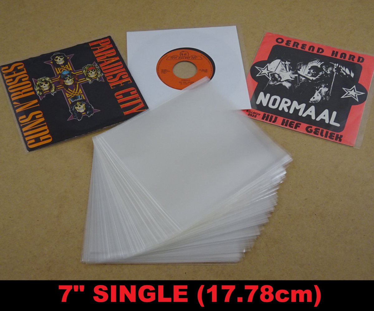 50 Stuks Single Hoezen (7", 45 toeren) glashelder - hoezen singles, outer sleeves, buiten hoes, platenhoezen, hoesjes, transparant, vinyl platen, singeltjes, buitenhoezen, sleeve, beschermhoezen, buitenhoes, beschermhoes, plastic, 45t, 7 inch
