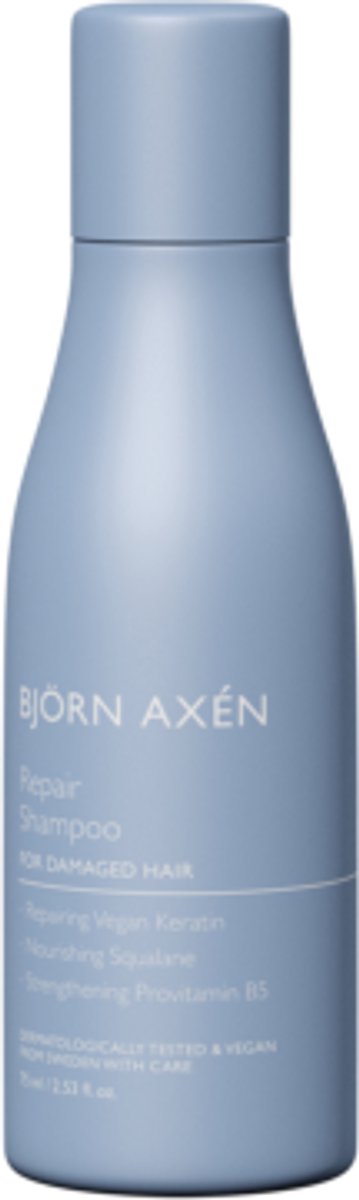 Björn Axén Repair Shampoo 75ml Travelsize – Herstel & Versterking Voor Droog/Beschadigd Haar – Voedende Formule – Glans & Zachtheid – Ideaal Voor Vakantie, Sportschool & Onderweg – Vegan Haarverzorging