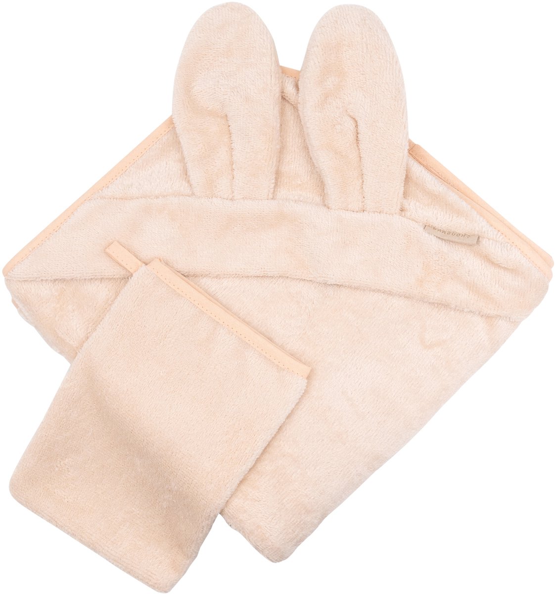 Bamboom New Born Badcape Met Oren + Washand - Water Peach