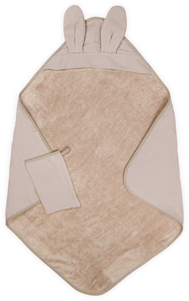 Bamboom Badcape met Washand - Duo Set Waffle - 75x75 cm - Mocha Sand