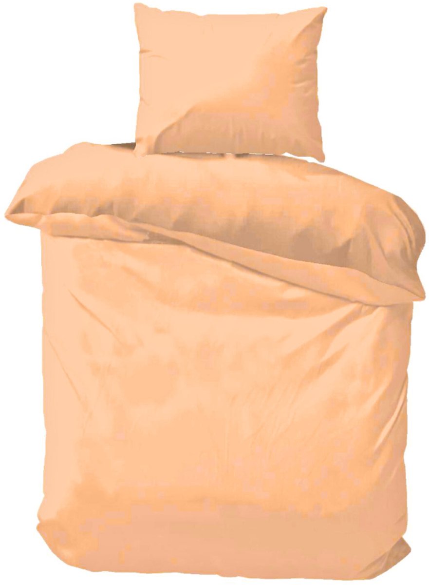 SweetSleeping Dekbedovertrek Effen - Modern - 140 x 220cm + 1 kussensloop 60x70cm - Beige - 100% Zijdezacht Micropercal - Strijkvrij - Krimpvrij