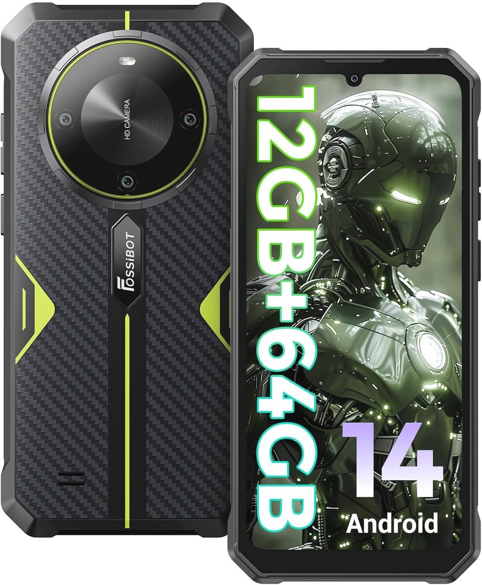 Waterdichte Android 14 Smartphone met 10300mAh Batterij en Uitbreidbare Opslag