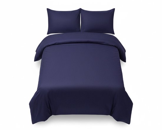 Dekbedovertrek 200x200 - Katoen - Satijn gestreept - Hotel - Blauw van Merkloos — afbeelding 5