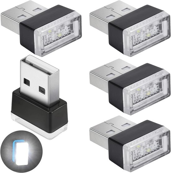 Set van 2 USB-sfeerverlichting voor de auto, binnenverlichting