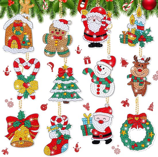JadeLink Kit Feutrine Noël 12 Pièces Autocollantes – Activité Manuelle Créative Pour Enfants – Facile Et Amusant