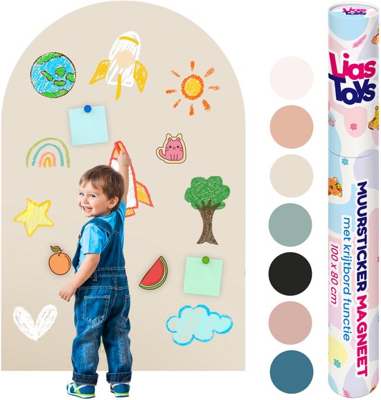 Muursticker aimanté avec fonction tableau noir - 100x80 - Arche murale - Autocollant aimanté - Tableau magnétique - beige