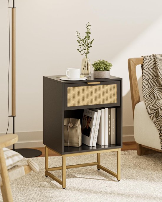 HEYZOEY Nachtkastje met lade, 40 cm brede bijzettafel met groot vak
