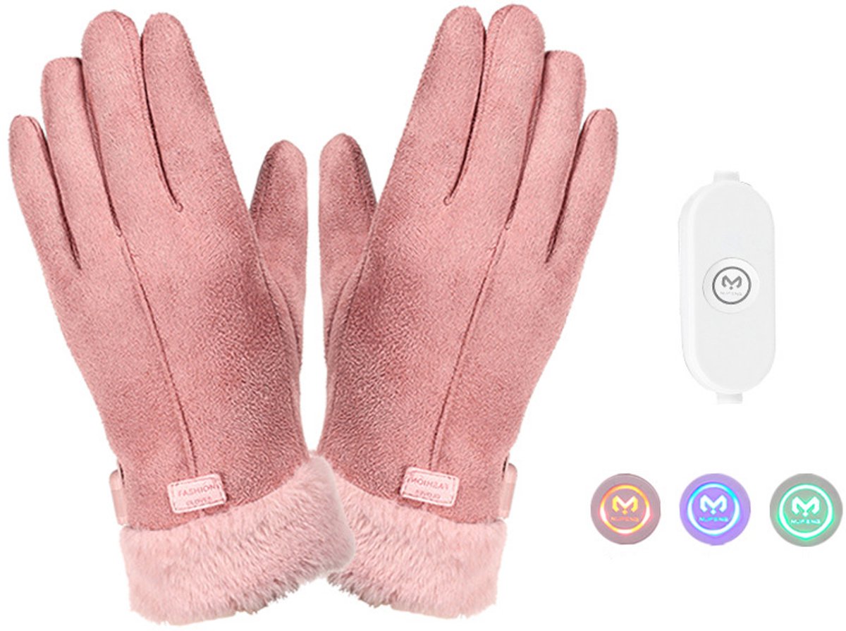 1-paar Heated Gloves – Electric Heated Winter Gloves – Warme handschoenen – Oplaadbaar via USB – Enkelzijdige verwarming – Drie temperatuurinstellingen – Touchscreen-ondersteuning – Geschikt voor fietsen, motorrijden, wandelen, skiën – Roze