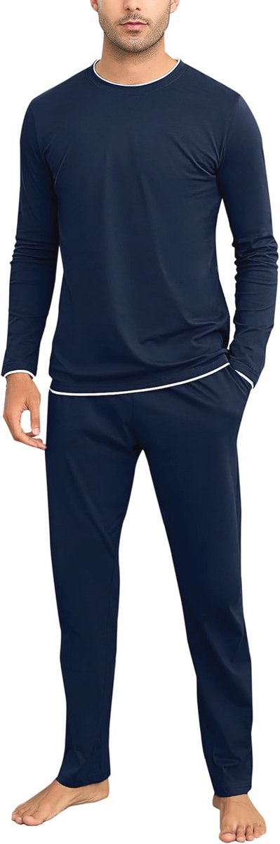 Heren Winter Pyjama Set Met Lange Mouwen - 2 Delen
