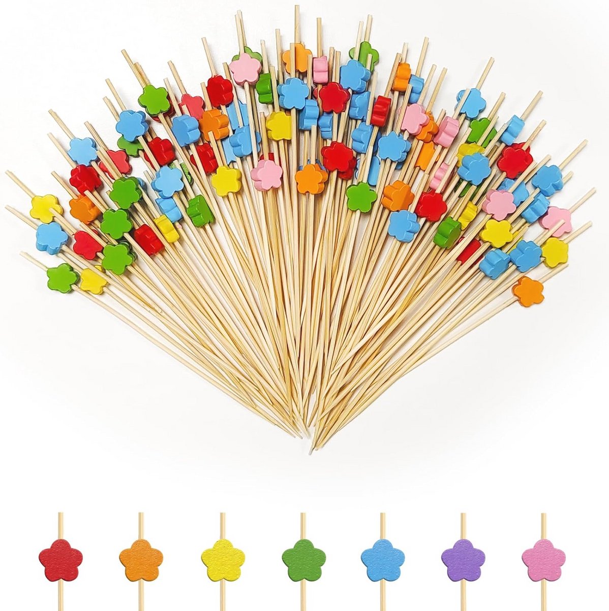 100 Stuks Bamboe Cocktailspiesen - 12 cm Hartvormige Cocktailsticks voor Feesten