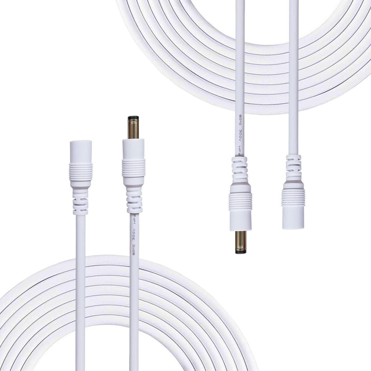 DC Verlengkabel 5.5mm x 2.1mm Aansluitkabel voor Voeding en CCTV Camera - 2 Stuks 3m Wit