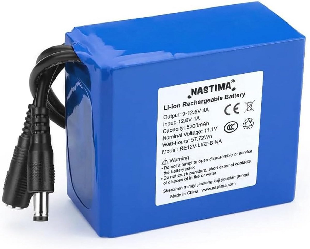 Oplaadbare 12V Lithium Ion Accu 5200mAh voor Draadloze Camera en Elektronica