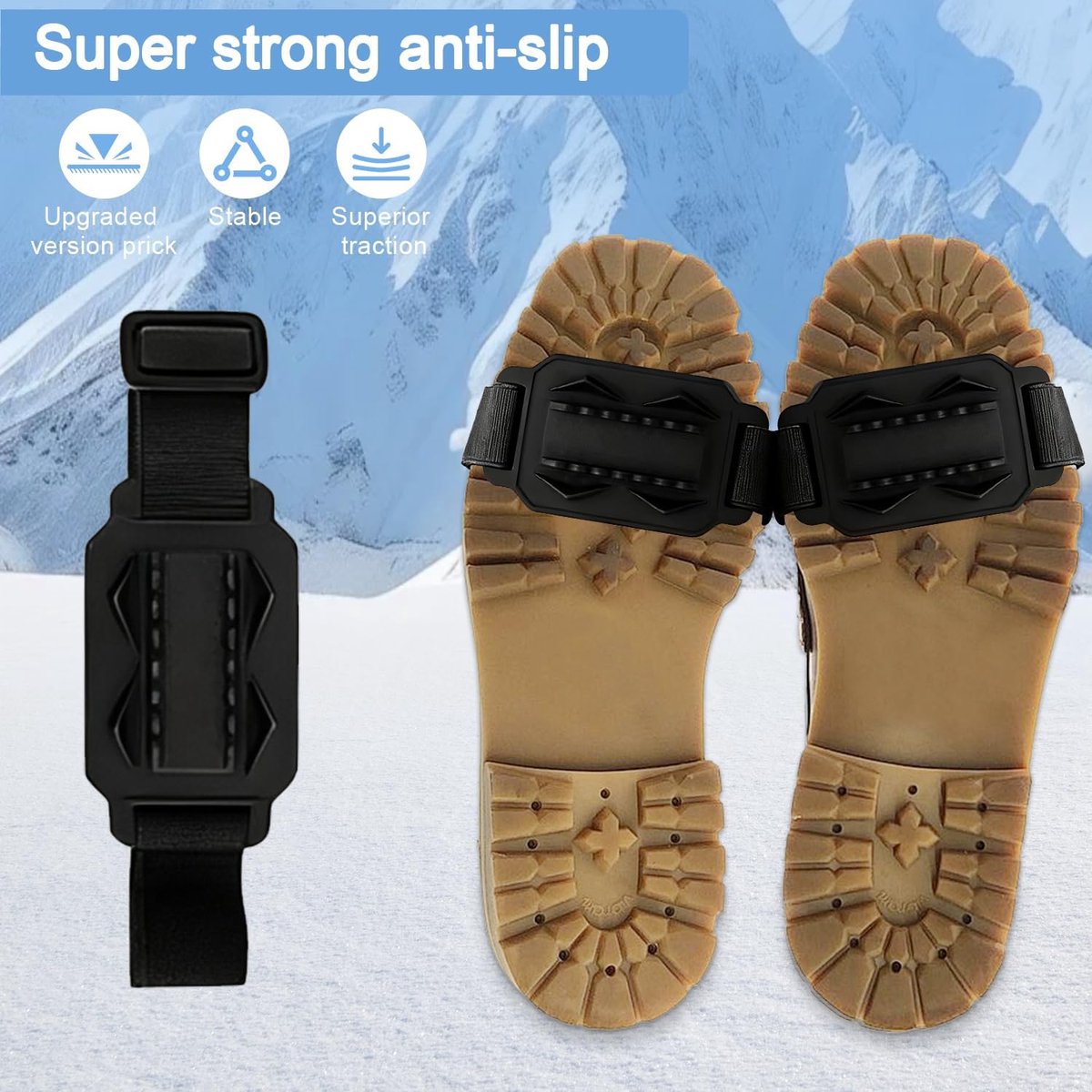 Candala 4 stuks antislip schoenspikes schoenklauwen stijgijzers voor bergschoenen voor sneeuwschoenen spikes voor schoenen winter ijsklampen voor wandelen trekking sneeuw ijs Zwart