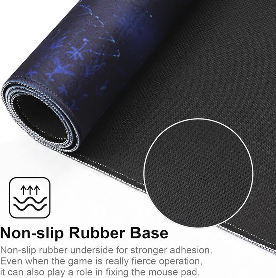 Grote gaming muismat met antislip rubberen basis en gestikte randen - 90 x 40 cm — afbeelding 4