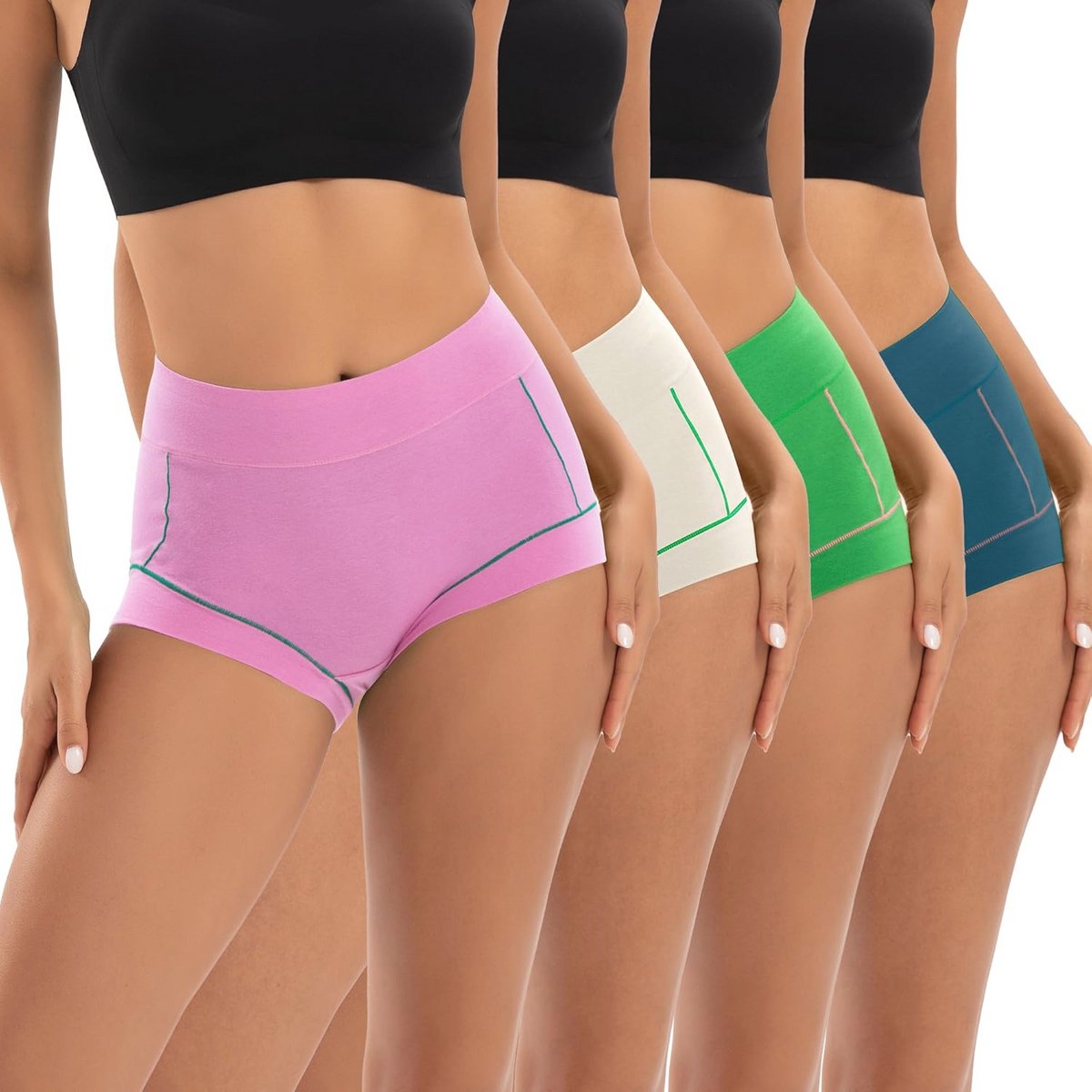 Dames Boxer Shorts Katoenen Ondergoed Hoog Taille Boyshorts - Pack van 4
