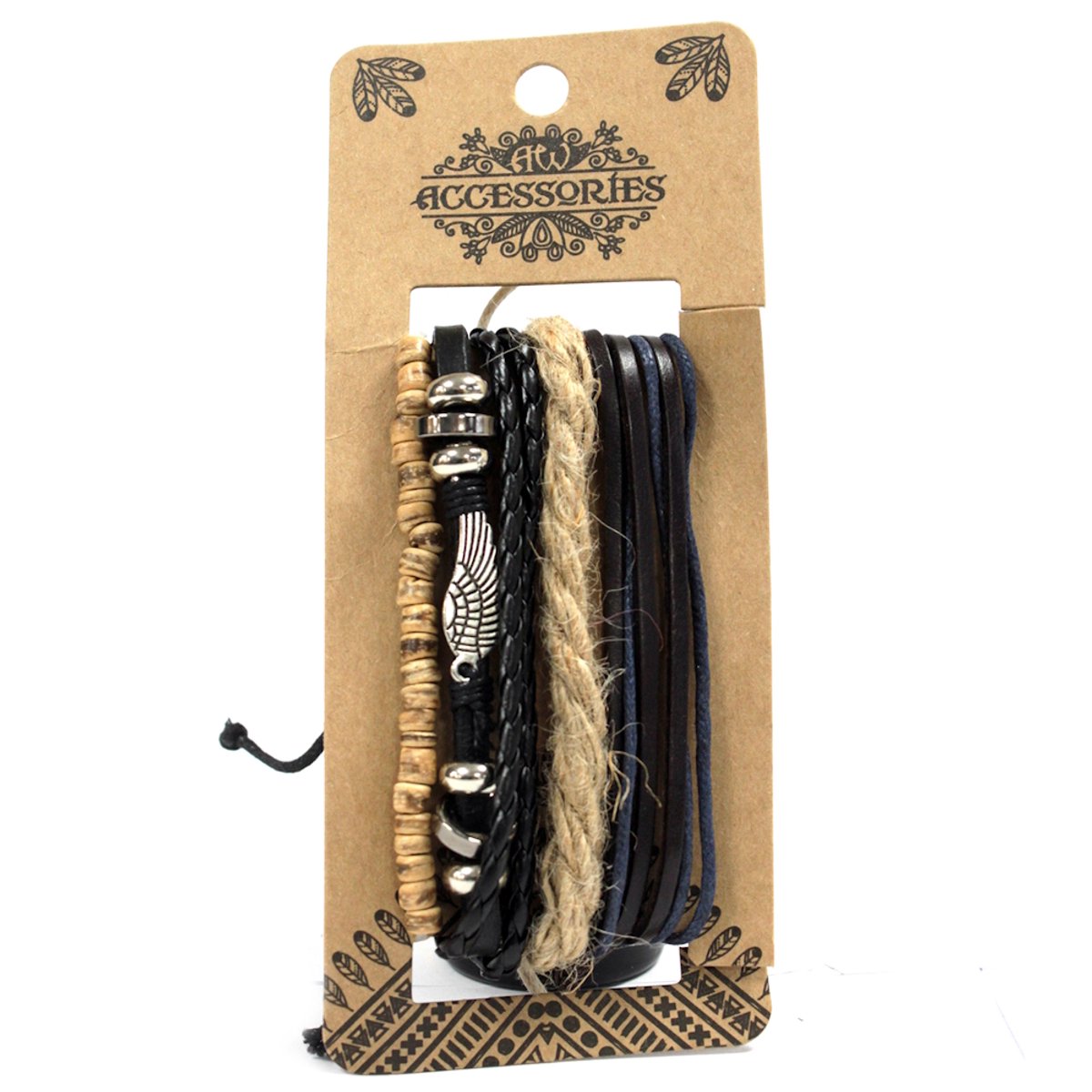Heren Armband Set – Metal & Leather - Imitatieleer - Metaal - Kralen - Koord