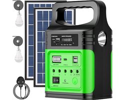 20000mAh LiFePO4 Power Station met Zonnepaneel | 12V/9V DC, USB-C Snel Opladen & LED Verlichting | Draagbare Zonne-Energie Back-up voor Thuis & Outdoor (Groen)- Noodpaket