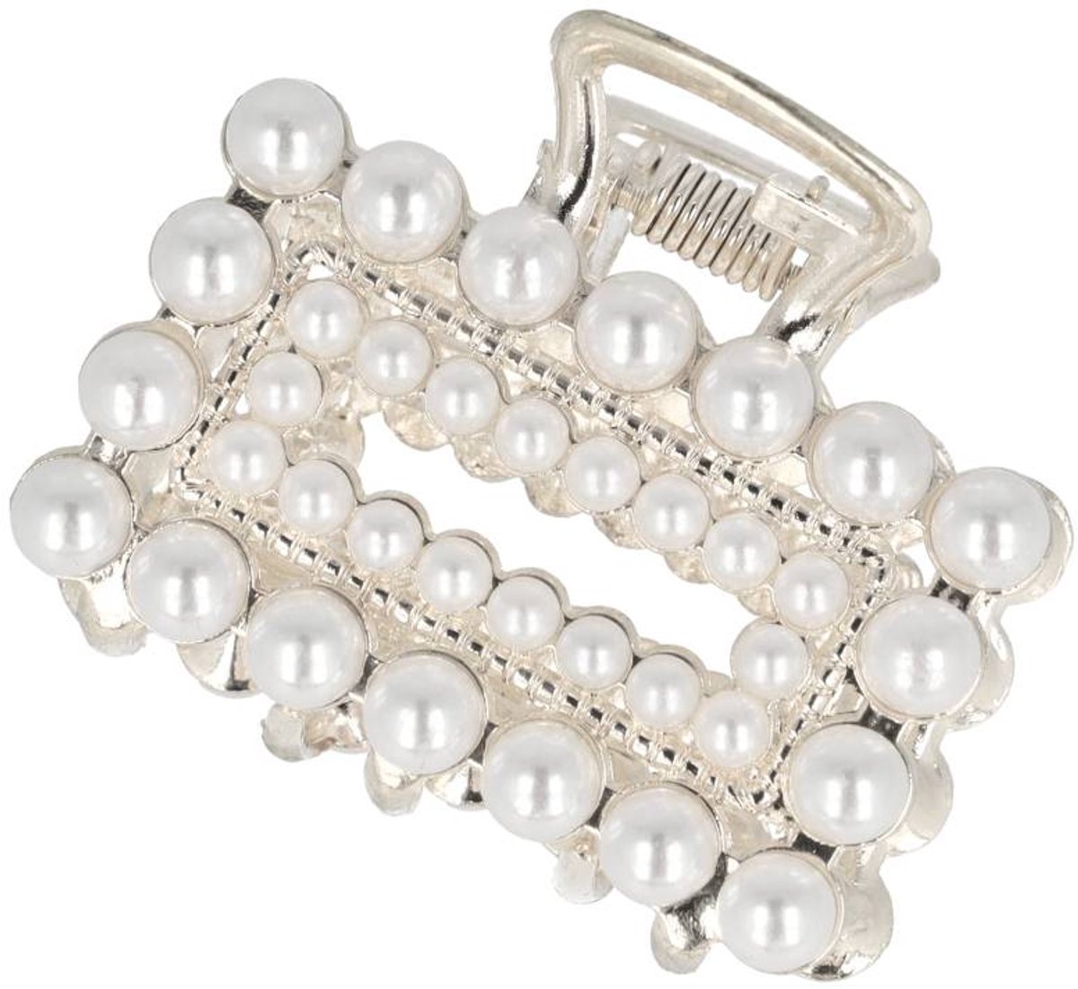 Haarsoires Haarspeld Haarklem 4cm – Recht – Parel – Metaal – Zilver