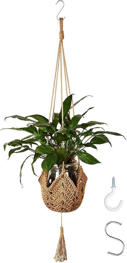 Jute Touw Macram Plantenhangers Hangende Plantenmanden jute-touw-macram-plantenhangers-hangende-plantenmanden
