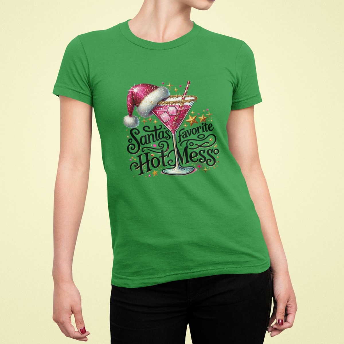 Hot Mess Santa - T-shirt Vrouw - T-shirt Groen - Kerst T-shirt - Maat XXL - Kerst Cadeau Vrouwen - Limited Edition