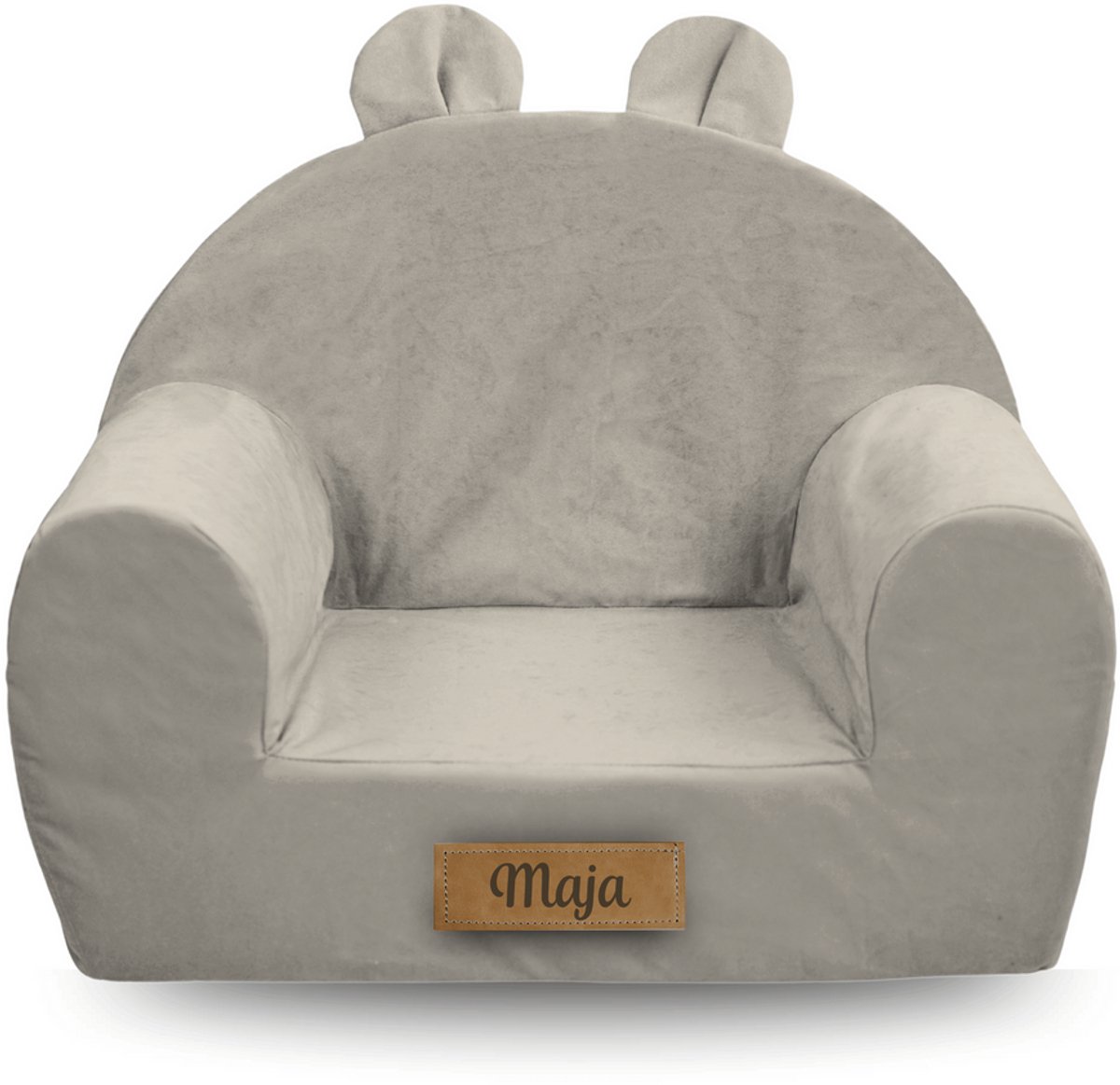 Kinderfauteuil met oren, gepersonaliseerd voor baby’s en peuters 56x33x42 cm, lichtgrijs