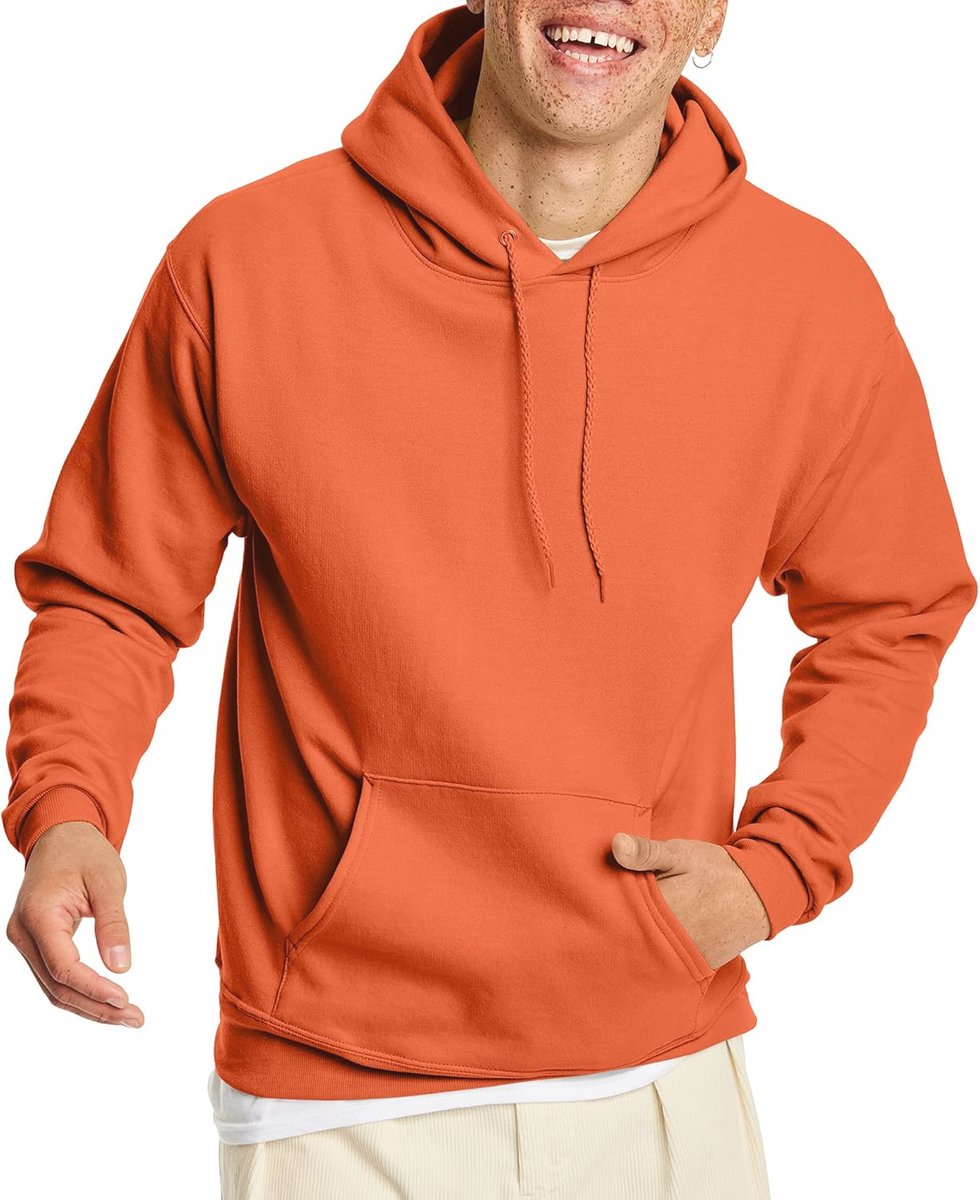 Duurzame Heren Hoodie van EcoSmart Fleece, Oranje - Midweight Sweatshirt