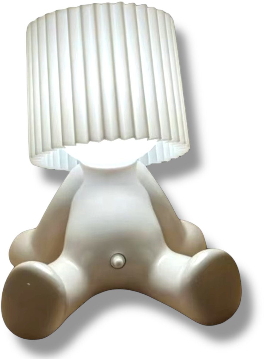 MR Lightdick Sit-Down Bureaulamp – Witte Kap – Speelse Zittende LED Tafellamp met USB-C – Stijlvol & Humoristisch Design