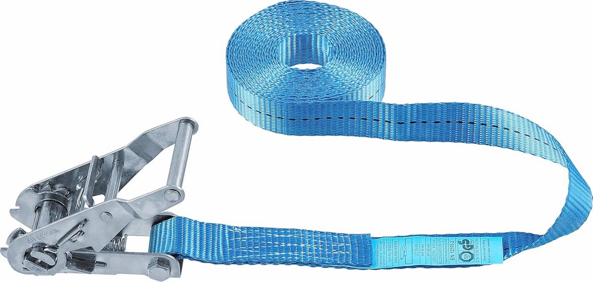 Sjorband 5m x 25mm - 1500kg Belastbaarheid - Spanratel zonder Haak - Polyester Ladingbeveiliging