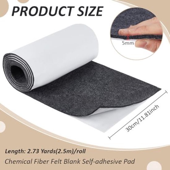 Viltmat 2,5 m x 300 mm - Zelfklevend - 5 mm Dikke Polyester Slaapmat voor Bootvloeren — afbeelding 5