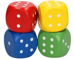 Playwood Houten Dobbelsteen Set - Grote dobbelstenen van 4x4x4 cm - 4dlg