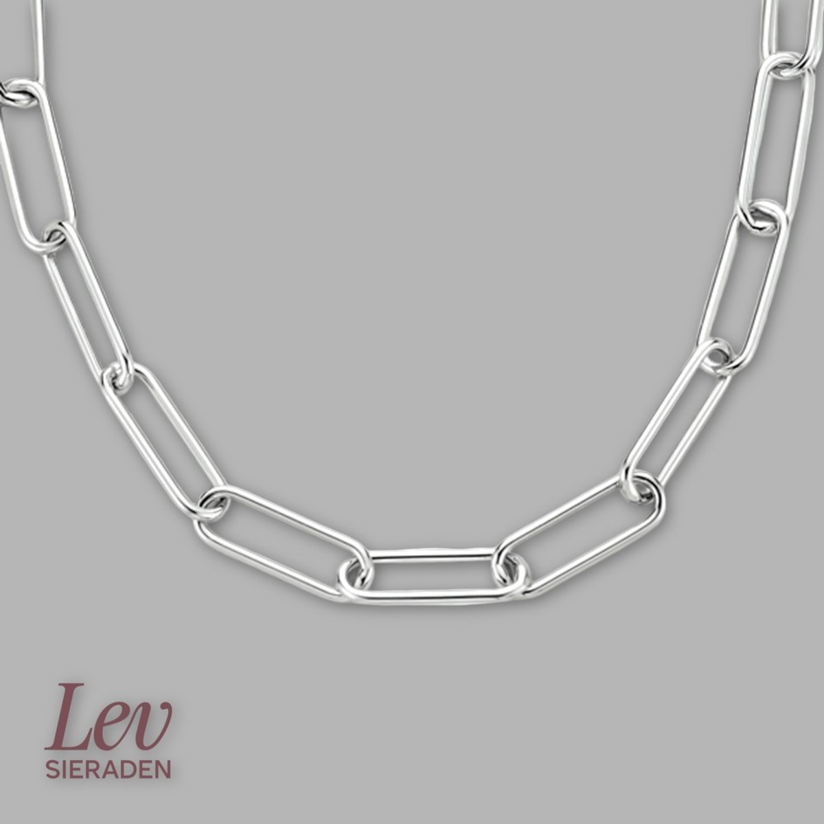 Lev Sieraden - Ketting - Collier - Paperclip Schakel rond - Zilver - 3 mm 45 cm - Gerhodineerd zilver
