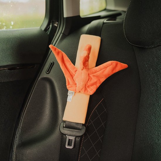 Cute since 1999 - Gordelhoes kind - Oranje Pterosaurus gordelbeschermer kind - gordelhoezen voor auto en autostoel - 27cm x 6 cm
