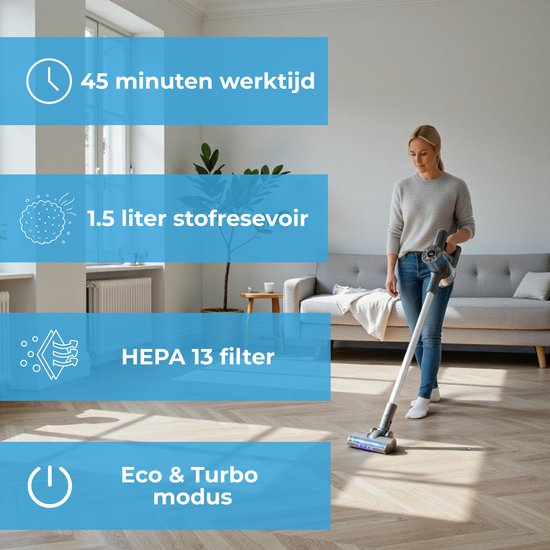 Aspirateur balai Innova Essentials PowerVac sans fil - avec 4 accessoires différents - Aspirateur sans fil - Sans sac sur batterie - Cleaner