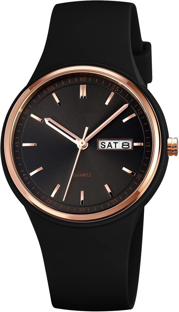 Analoge Dameshorloge met Siliconen Band - Groot Wijzerplaat Horloge - Waterdicht Sportief Casuaal Modehorloge