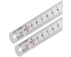 Egoods - Roestvrijstalen liniaal 2 stuks | 1 meter/40 inch x 0,8 inch | Dubbele leesbare rechte rand | Meetgereedschap voor architectonisch ontwerp