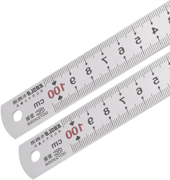 Egoods - Roestvrijstalen liniaal 2 stuks | 1 meter/40 inch x 0,8 inch | Dubbele leesbare rechte rand | Meetgereedschap voor architectonisch ontwerp