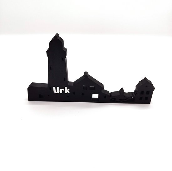 Urk Skyline Silhouet – Vuurtoren Decoratie 3D Print Zwart – Typisch Nederlands Souvenir Cadeau