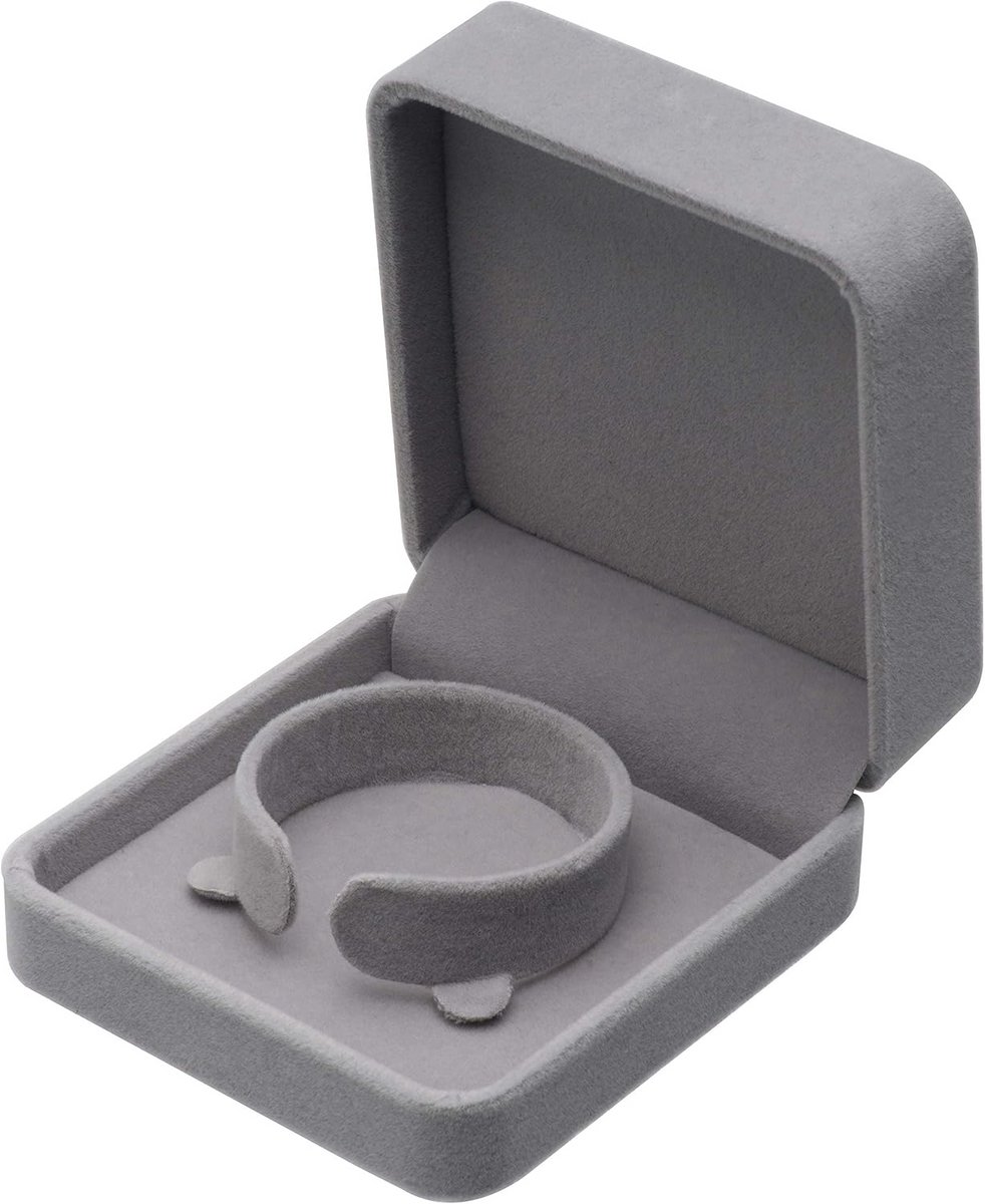 Fluwelen armbanddoos grijs - luxe sieraden opbergdoos en displayhouder