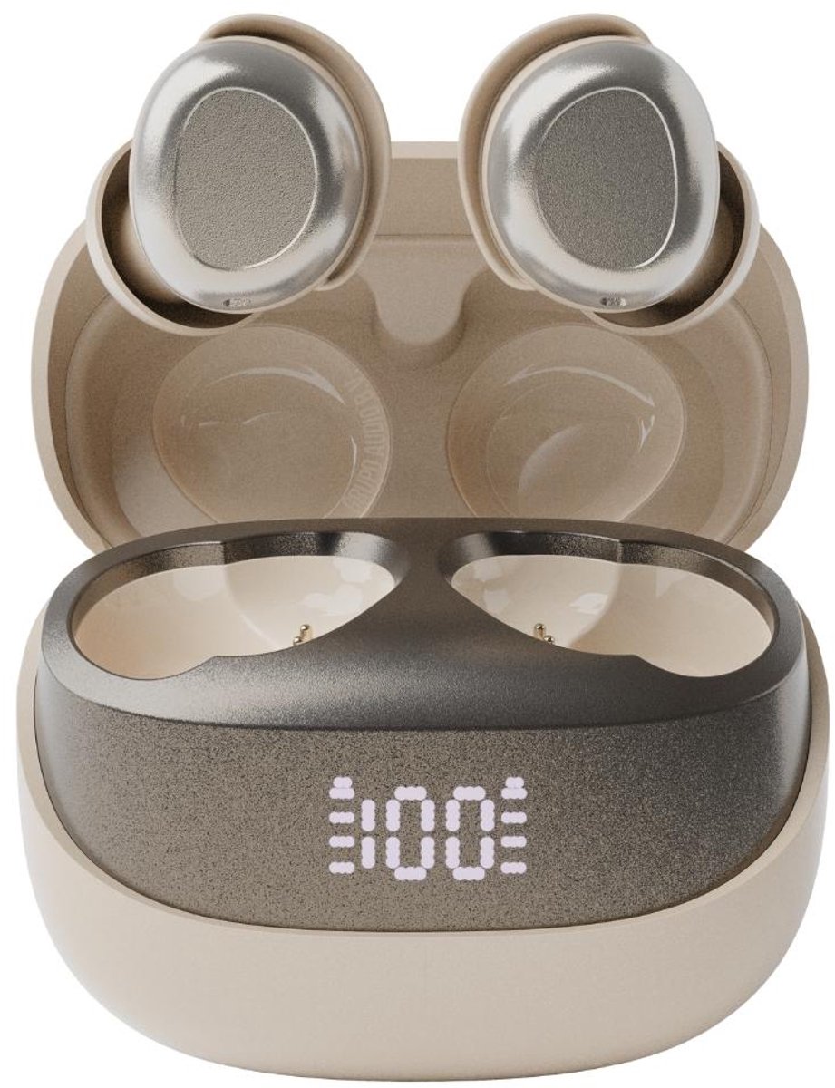 Bol.com pocobob® Z draadloze oortjes - Wit Goud Beige - bluetooth oordopjes - kleine oordopjes - in ear oortjes - met microfoon ... aanbieding