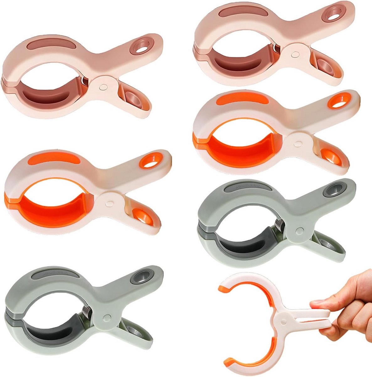 6 stuks grote wasknijpers - handdoekklemmen voor strandstoelen