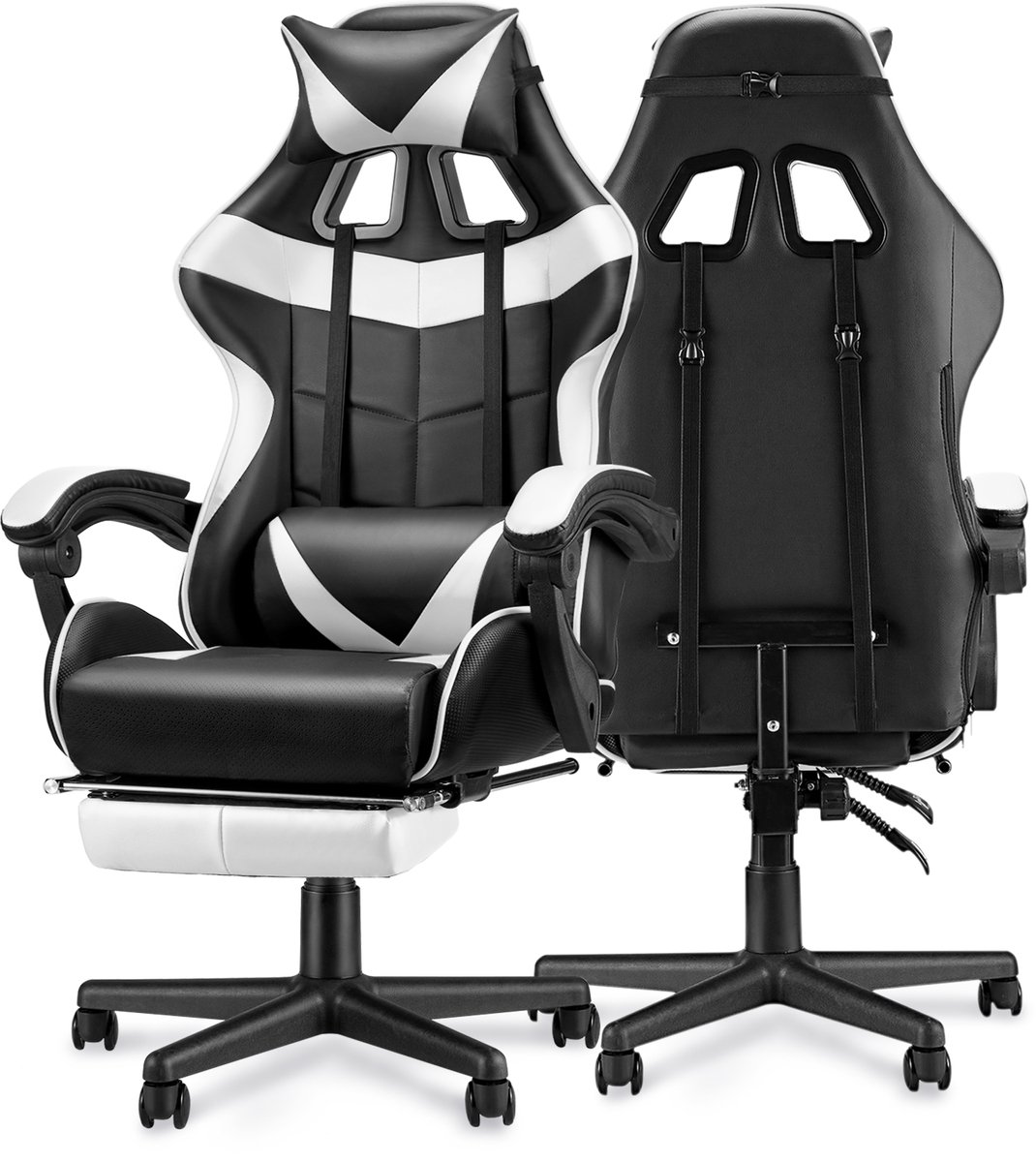 Soontrans Gaming Stoel Wit met Inklapbare Voetensteun - afbeelding 3
